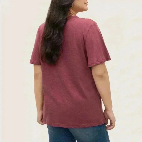 NWT!Burgundy ruffle sleeve V-neck top size 30 or 6X - Picture 2 of 6